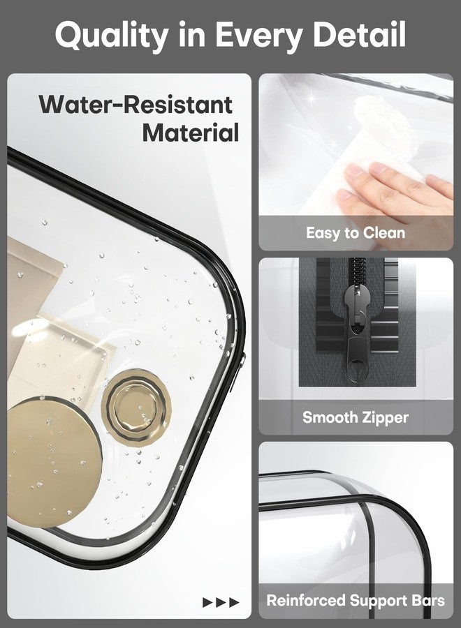 HOTOR Clear Toiletry Bag for Men & Women - TSA Approved Travel Essentials, Waterproof PVC Zippered Makeup Bag for Gym, Airplane & Daily Use, 8.8" x 6.0" x 2.2", 2 Packs - Image 3